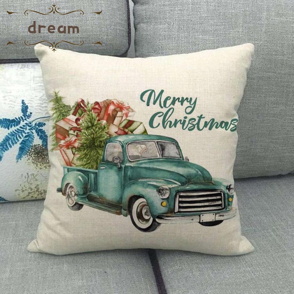 【DREAMLIFE】Pillowcase Christmas Linen Ornaments 45x45cm Chair Throw Christmas Decor
