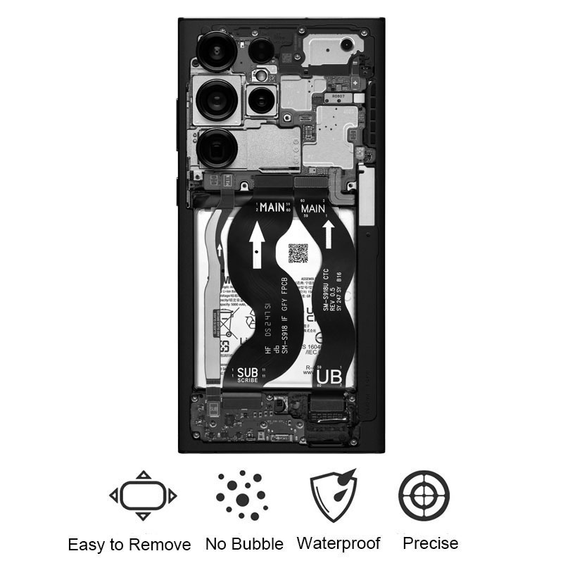 Bw Teardown Skin Samsung Galaxy S23 Ultra Back Bảo Vệ Màn Hình Bìa Phim SM S918 Đen Trắng 3M Bọc Case Nhãn Dán Cá Nhân