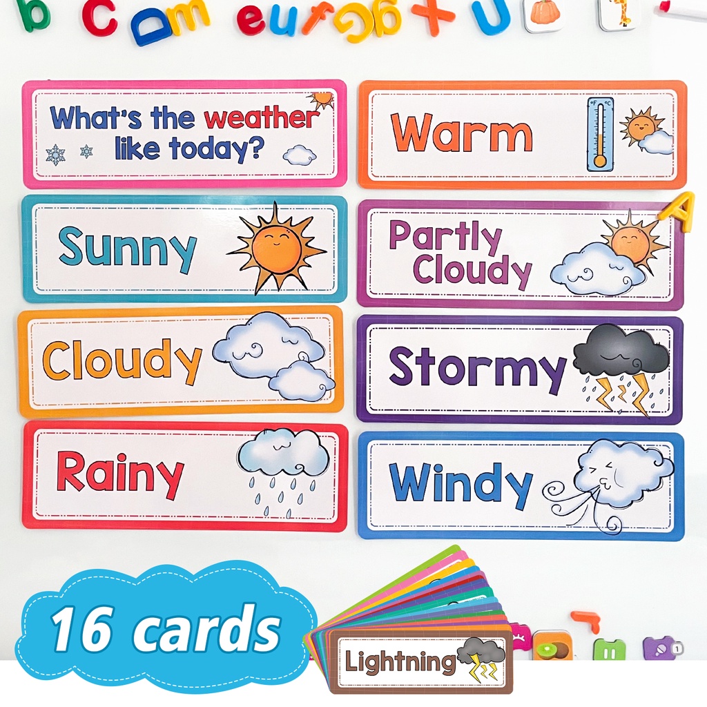 Bộ 16 Tấm Thẻ Học Tiếng Anh Montessori Dùng Để Trang Trí