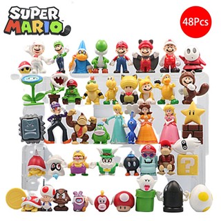 Set 48 mô hình nhân vật super mario bros luigi trang trí bánh kem