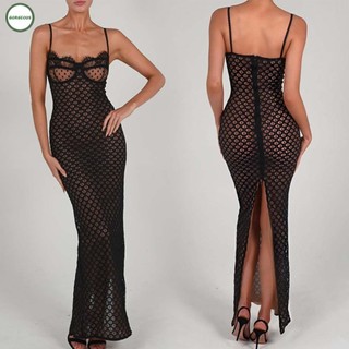GORGEOUS~Womens Sheer Maxi Dress Sleeveless Backless Sexy Lace Club Party Long Dresses