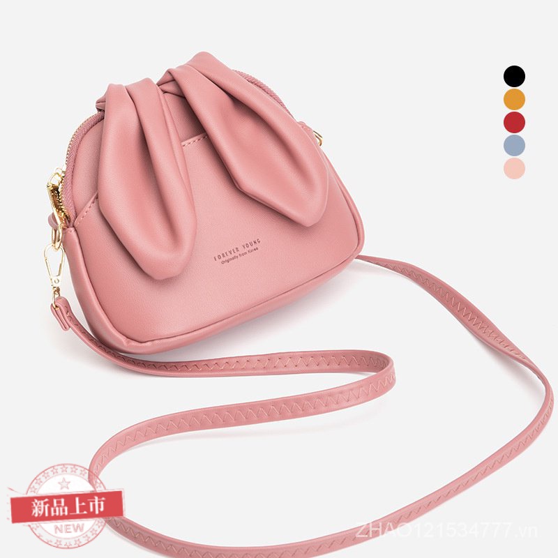 Túi Đeo Vai mini Bằng Da PU Hình Tai Thỏ Đơn Giản Hợp Thời Trang Dễ Phối Đồ Đựng Điện Thoại Di Động Cho
