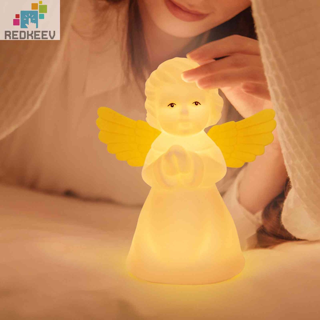 Đèn Ngủ Để Bàn Silicone Hình Thiên Thần Có Thể Điều Chỉnh Độ Sáng USB 3.7V 1200mAh