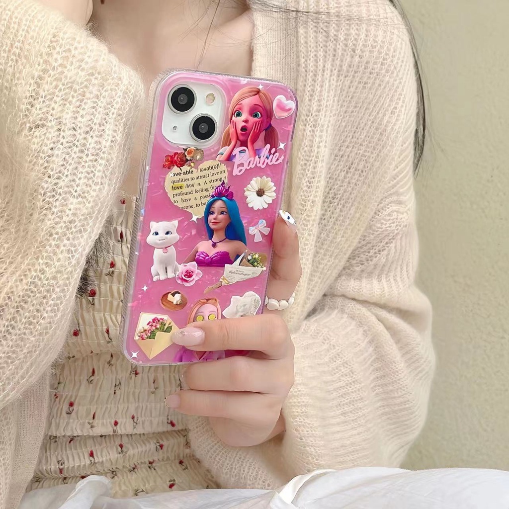 Ốp Điện Thoại TPU Silicon Mềm Trong Suốt Chống Sốc Chống Rơi In Họa Tiết Công Chúa Barbie Dễ Thương Dành Cho iPhone 14 Pro Max 13 12 11