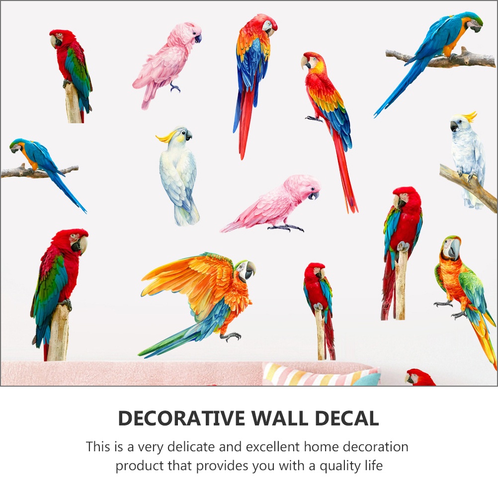 Miếng Dán Tường Hình Vẹt Nhiều Màu Chống Va Chạm