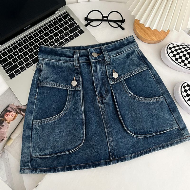 Chân váy jeans chữ A phong cách Ulzzang Hàn Quốc chất mềm mại loại 1