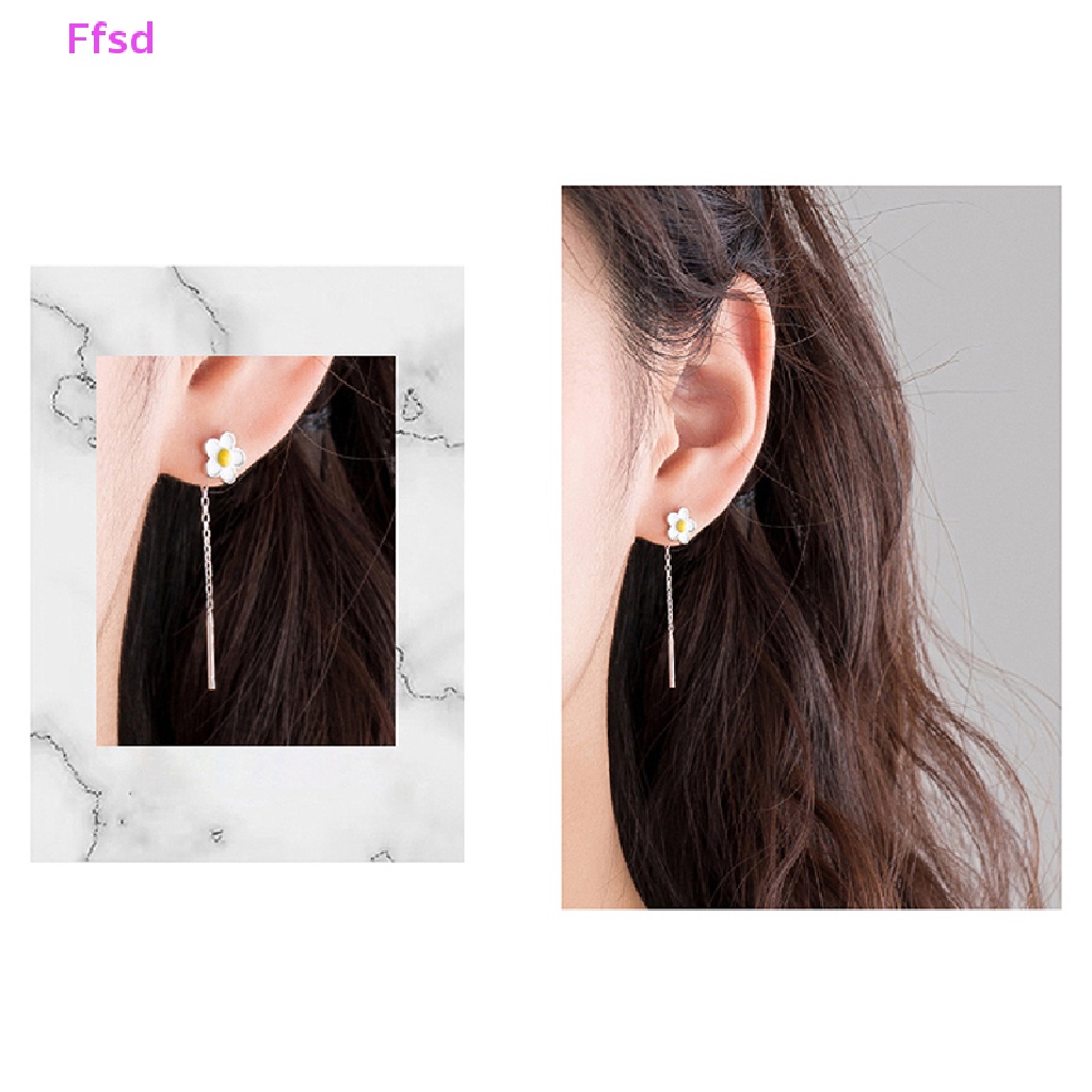 {Ffsd} Bông Tai Bạc 925 Tua Rua Hình Hoa Hướng Dương Cho Nữ * Hàng Bán Chạy