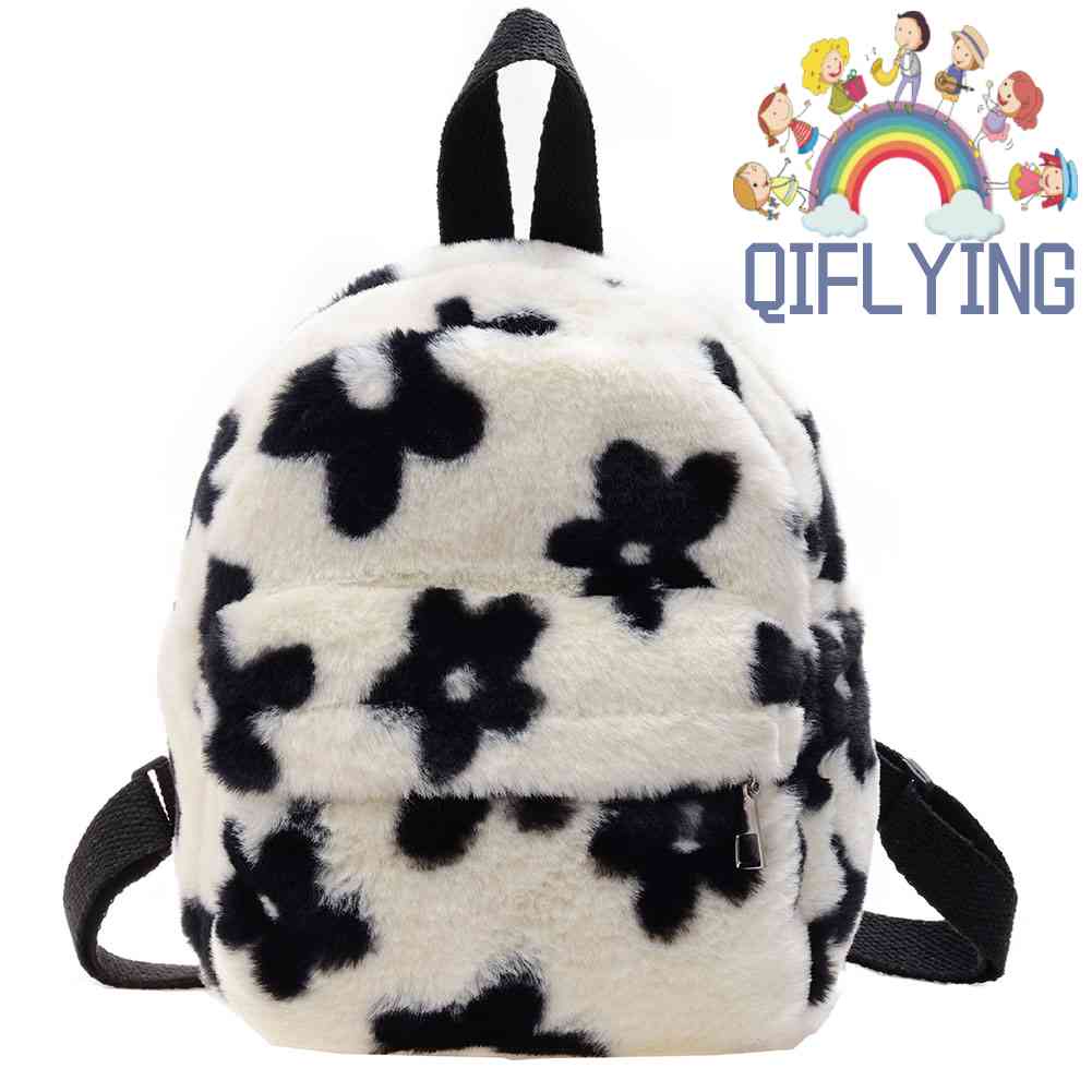 Ba Lô Lông Nhung Nhỏ In Hoa Phong Cách Preppy Cho Nữ