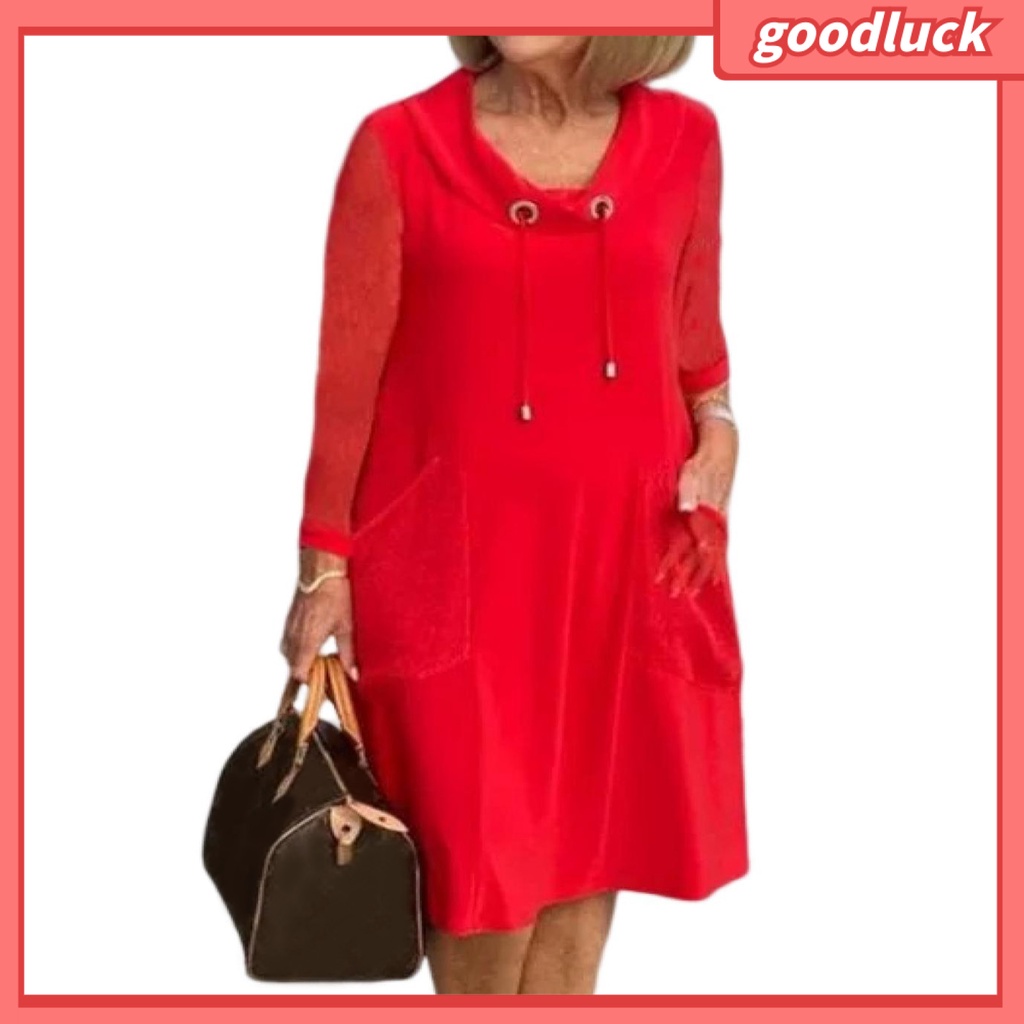 Đầm Tay Ngắn Cổ Tròn Phối Khăn Choàng Có Túi Màu Sắc Đơn Giản Thời Trang Mùa Hè Cho Nữ
