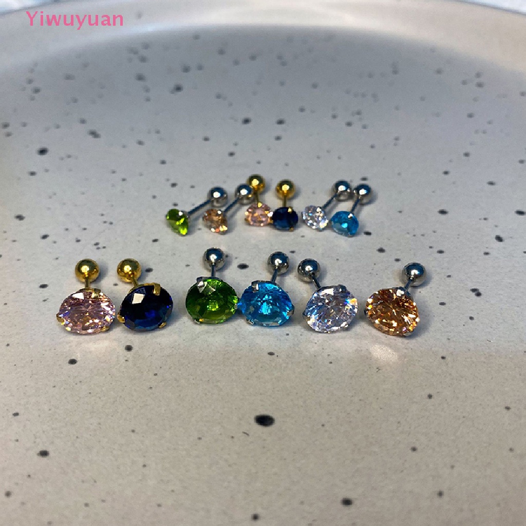 1 Khuyên Tai Nữ Đính Đá Zircon 5 / 8mm Thời Trang Mới