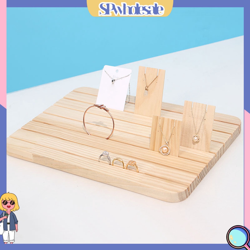 <SPwholesale> Giá Đỡ Trưng Bày Trang Sức / Thẻ Sơn Móng Tay / Trang Sức Bằng Gỗ Tự Nhiên Đơn Giản