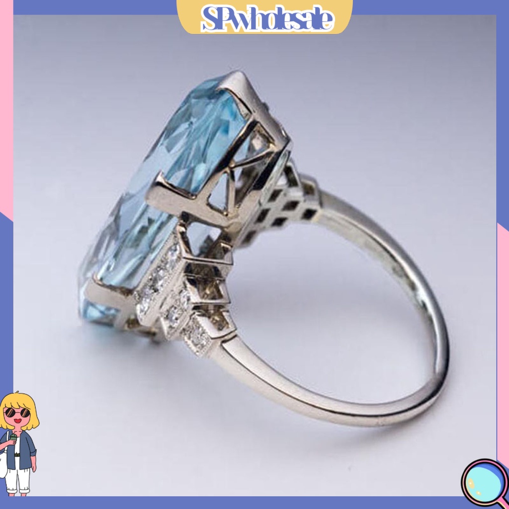 <SPwholesale> Nhẫn Đeo Ngón Tay Trong Suốt Trọng Lượng Nhẹ Hình Oval Màu Xanh Lam Mịn Màng Cho Ngày