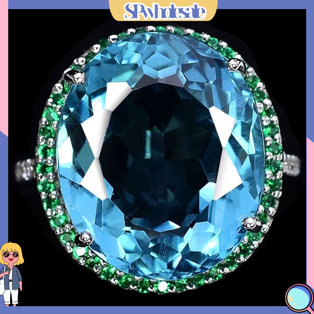 <SPwholesale> Nhẫn Đính Hôn Đính Đá Topaz Nhân Tạo Phong Cách Vintage Dành Cho Nữ