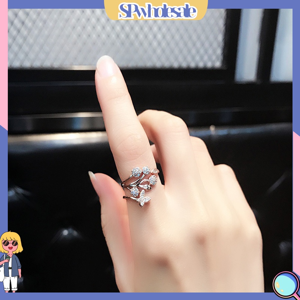 <SPwholesale> Nhẫn Đính Hôn Bạc Họa Tiết Bướm Đáng Yêu Dành Cho Nữ