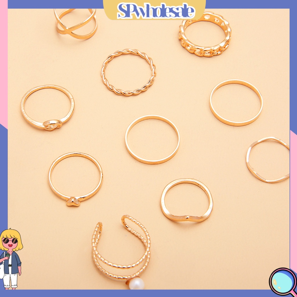 <SPwholesale> Set 10 Nhẫn Đeo Khớp Ngón Tay Phong Cách Vintage Cho Nữ