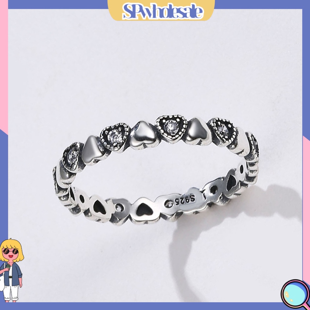 <SPwholesale> Nhẫn Hình Trái Tim Đính Đá Zircon Thời Trang