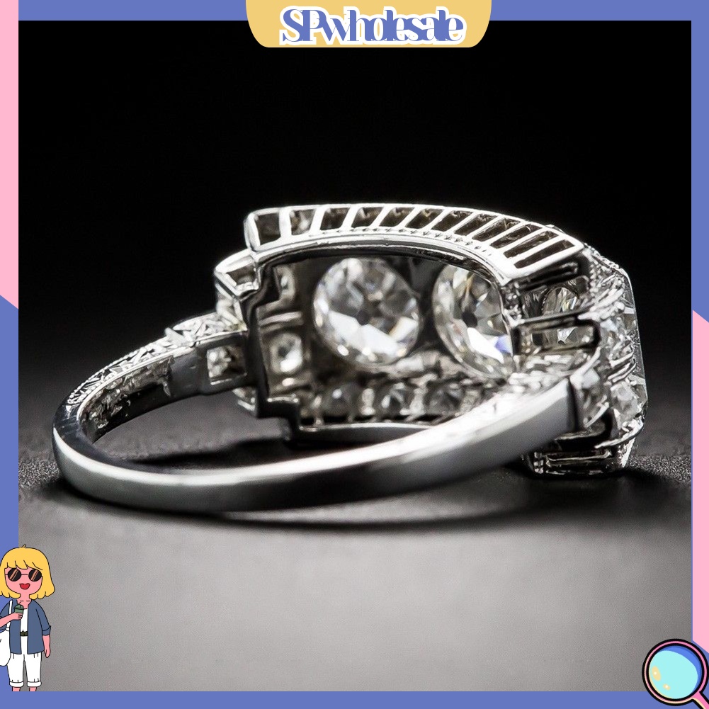 <SPwholesale> Nhẫn Đính Hôn Đính Đá Topaz Nhân Tạo Thanh Lịch Cho Nữ