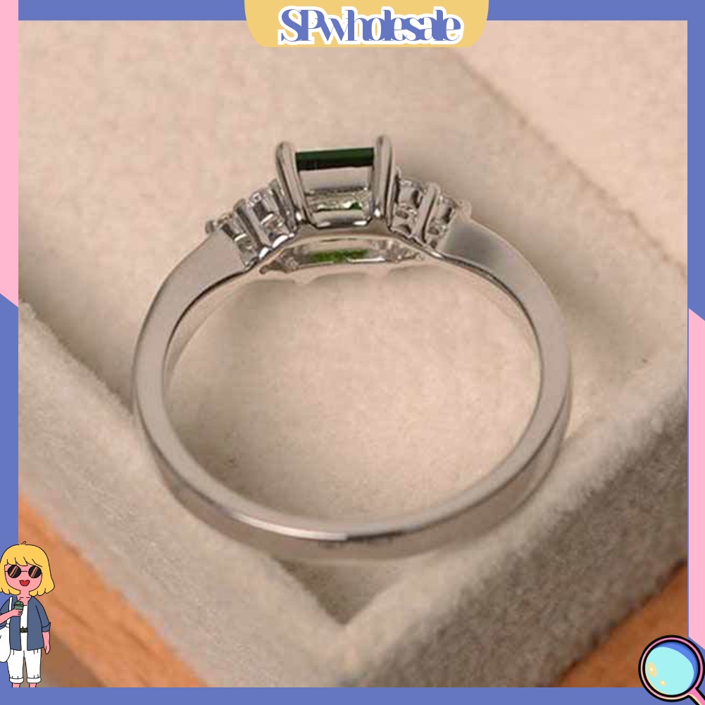 <SPwholesale> Nhẫn Đính Hôn Đính Đá Zircon Hình Vuông Thời Trang Cho Nữ