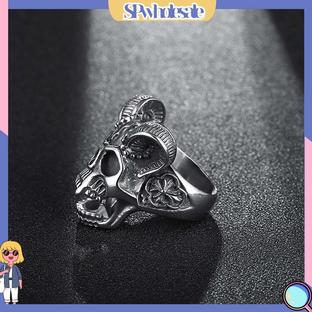 <SPwholesale> Nhẫn Họa Tiết Đầu Lâu Lớn Phong Cách Vintage Cho Nam Và Nữ