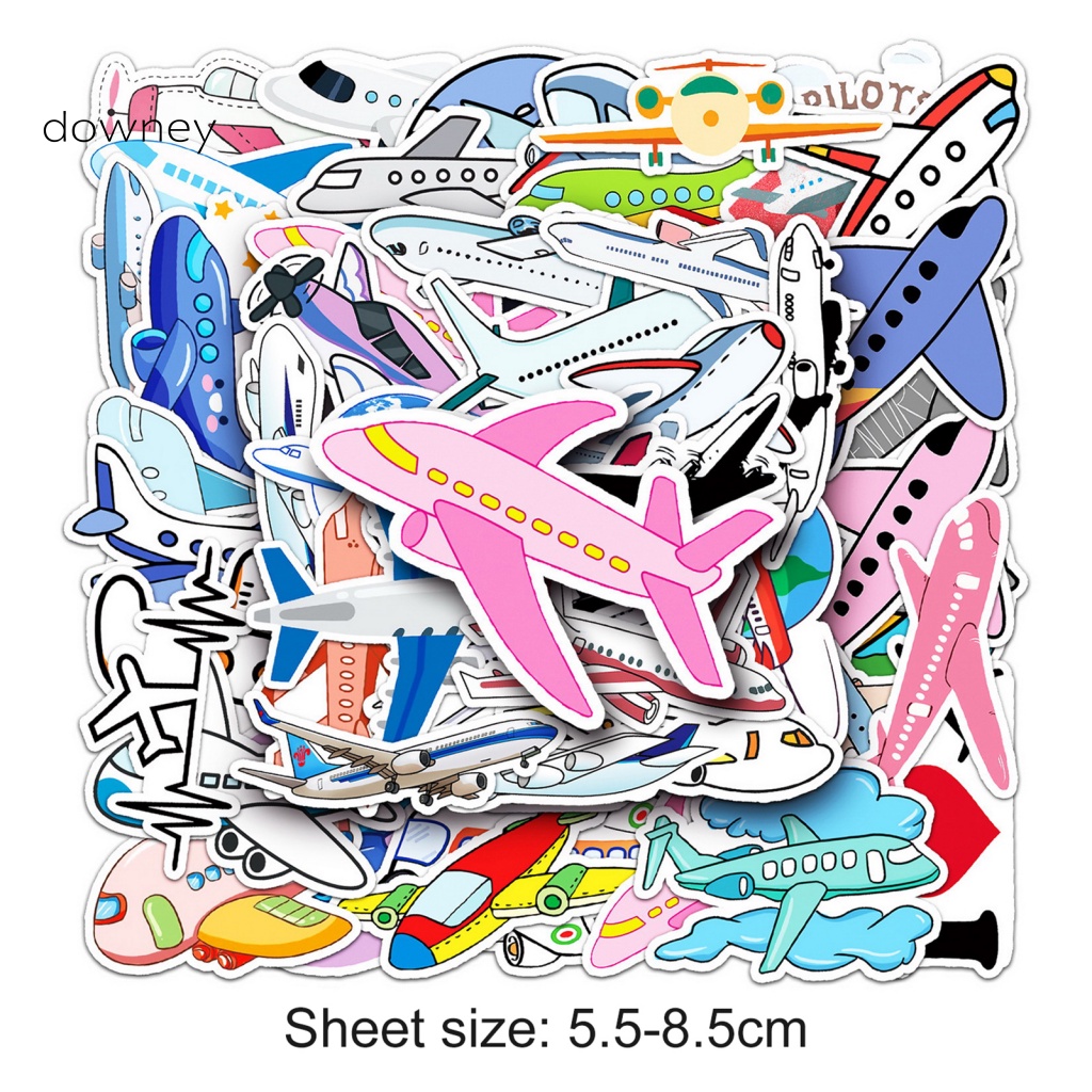 Bộ 50 Miếng Dán Họa Tiết Hoạt Hình Màu Trong Suốt Dùng Trang Trí Laptop / Xe Hơi