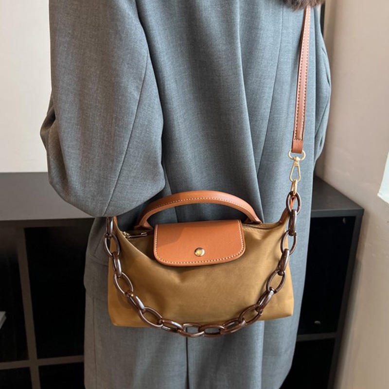 Túi Đeo Vai Bằng nylon Màu Sắc Tương Phản Phong Cách Pháp Cổ Điển Thời Trang Cho Nữ