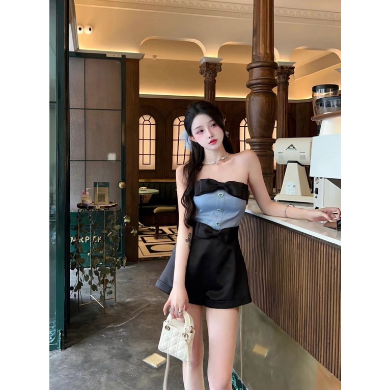 Jumpsuit Ngắn Dáng Ôm Phong Cách Pháp Thời Trang Mùa Hè Kiểu Mới Cho Nữ 8BFF