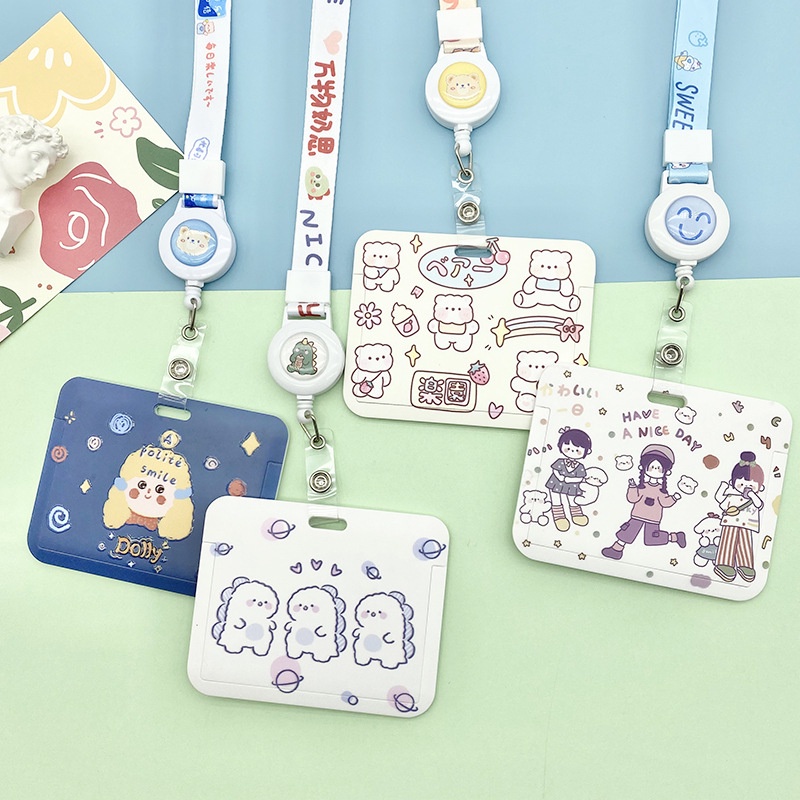 Bao Đựng Thẻ Đi Học / Thẻ Đi Làm Kèm Dây Đeo Cổ Thiết Kế Đơn Giản Tiện Dụng