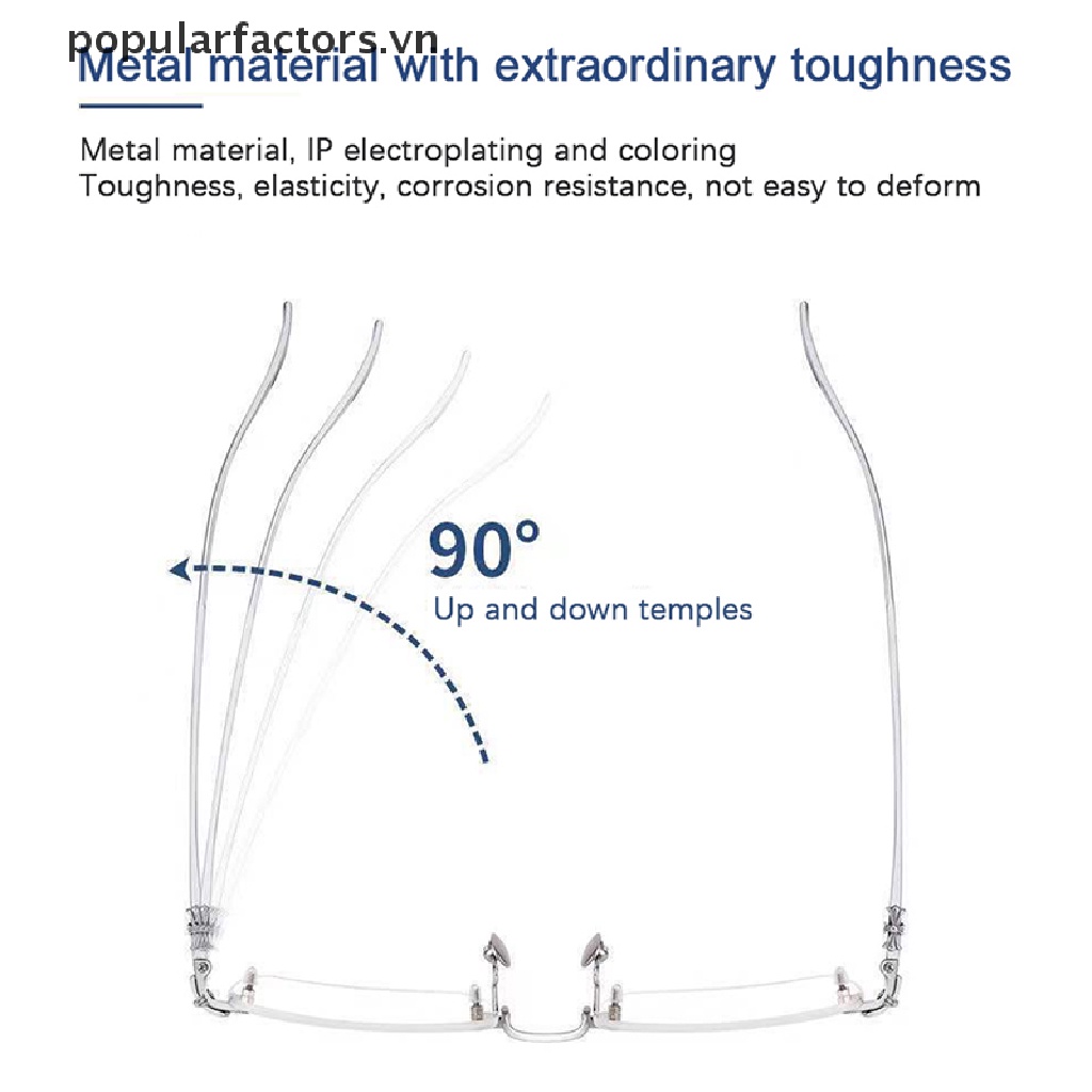 Kính Đọc Sách Không Gọng Phong Cách Vintage + 1.0 1.5 2.0 2.5 3.0 3.5 4.0