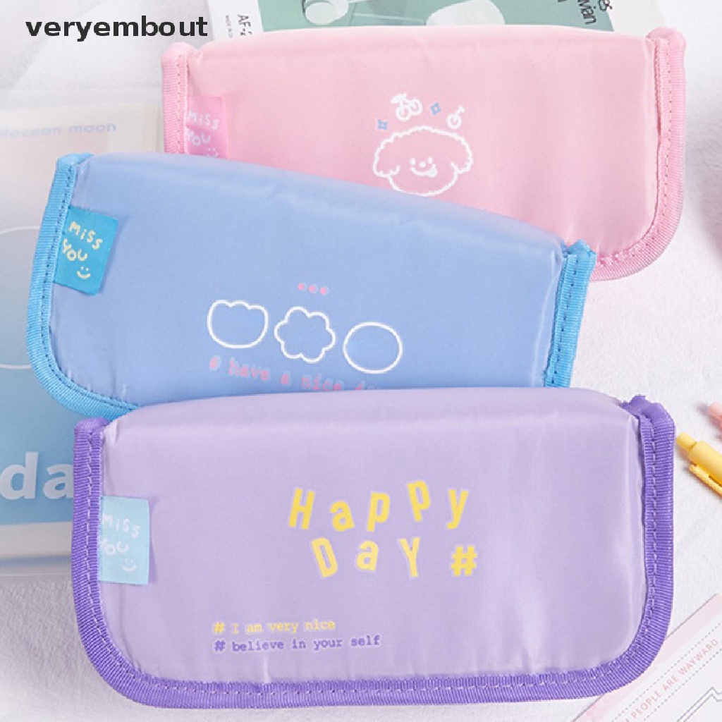 Túi Đựng Bút Bằng Vải Sức Chứa Lớn In Hình Hoạt Hình Dễ Thương Phong Cách Hàn Quốc