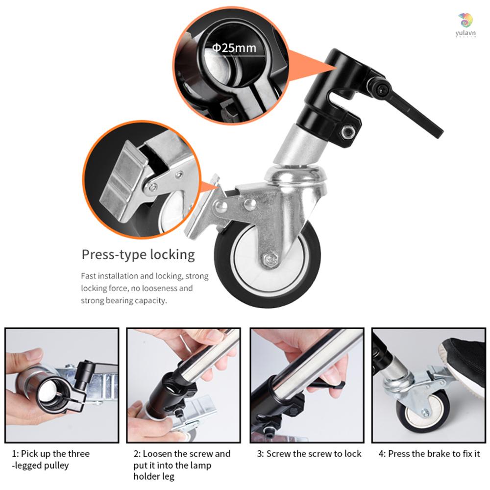 Bộ 3 Bánh Xe Xoay Tròn Đường Kính 25mm Kèm Giá Đỡ Ba Chân Hỗ Trợ Chụp Ảnh Chuyên Nghiệp