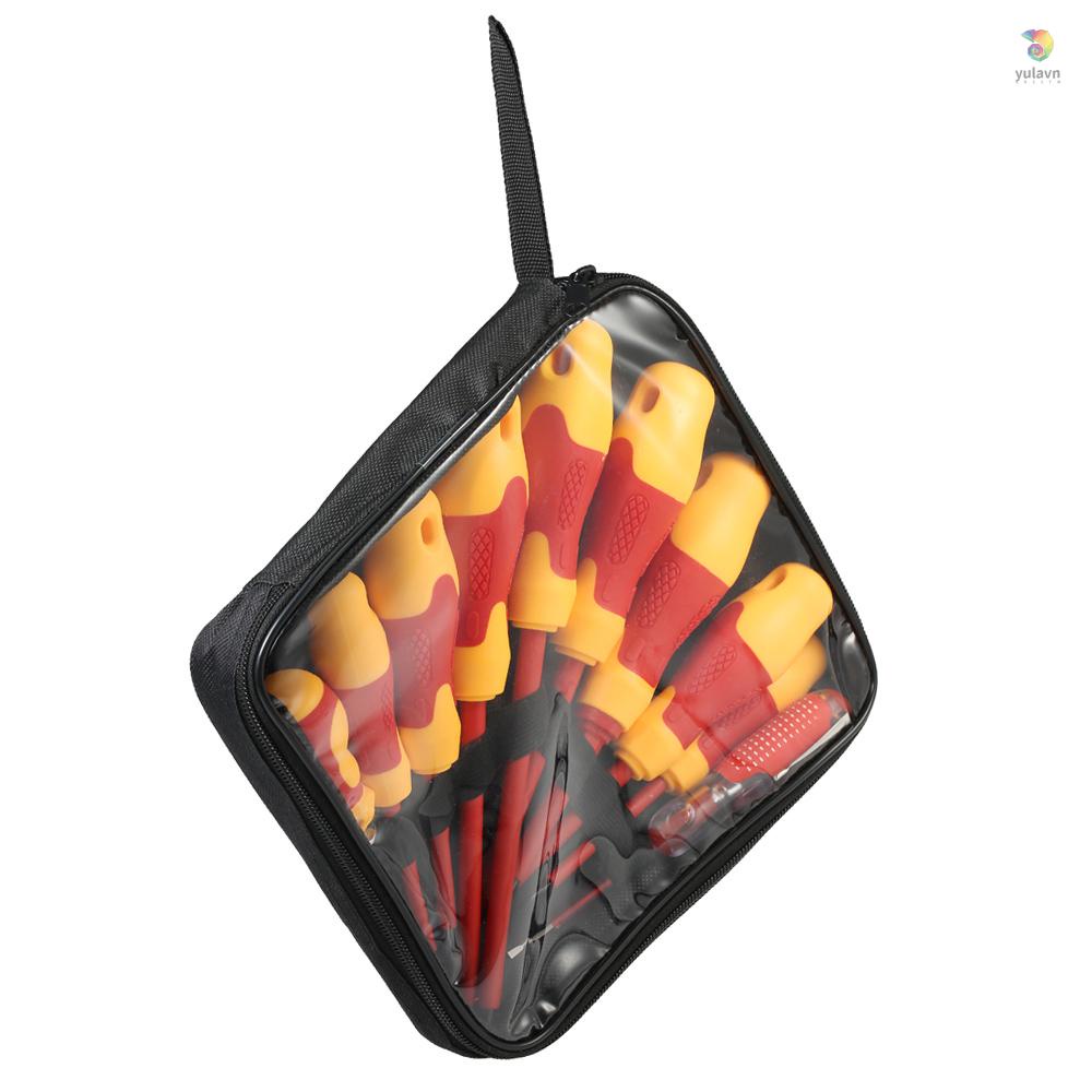 Set 10 Tua Vít Cách Điện 1000V 1000V Với Khe Cắm Nam Châm Mềm Chuyên Dụng Sửa Chữa Điện