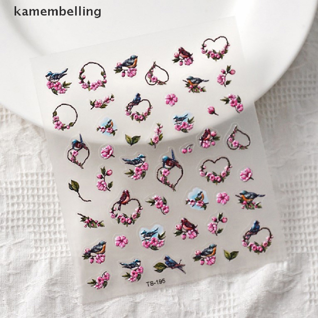 Miếng Dán Trang Trí Móng Tay 5D Hình Hoa Trái Tim Xinh Xắn