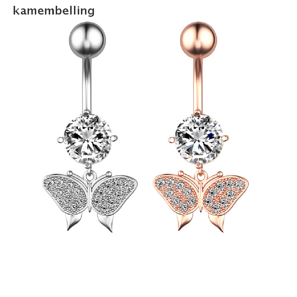 Khuyên Rốn Hình Bướm Đính Đá Bằng Thép Không Gỉ