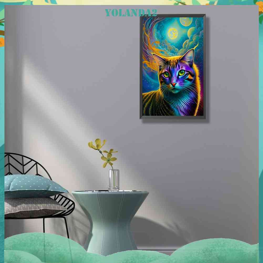 Tranh Đính Đá Kim Cương Toàn Bộ 5D DIY Hình Vẽ Mèo Trang Trí Nhà Cửa