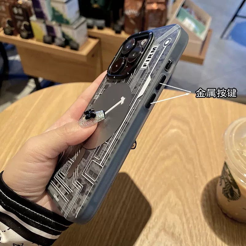 Ốp Điện Thoại Họa Tiết Bảng Mạch Công Nghệ Hít Nam Châm Mặt Nhám 13 / 12 Cho iPhone 14 Pro Max Plus