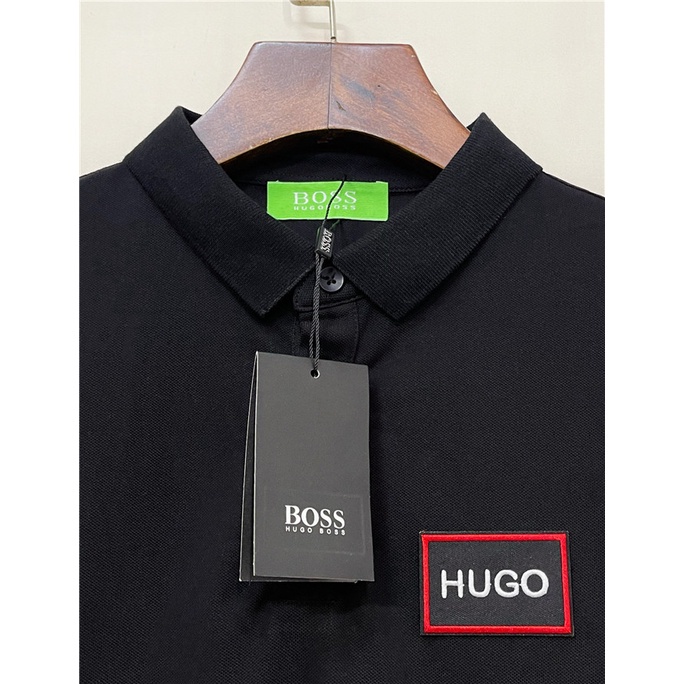 B0ss Nam polo Sơ Mi cotton Thêu Hình monogram Mới Size S-4XL