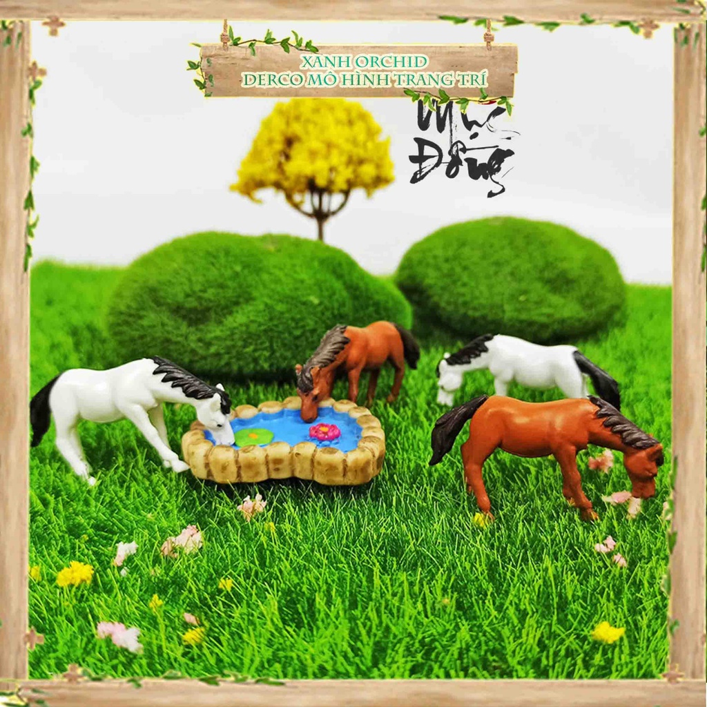 Mô Hình Tiểu Cảnh "Ngựa Bạch Mã Mini" Trang Trí Sen Đá, Sân Vườn/ Chậu Cây, DYI, Terrarium