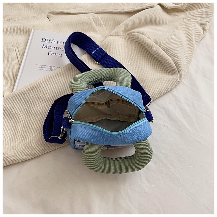 Túi Đeo Chéo Canvas Dáng Vuông Nhỏ Họa Tiết Hoạt Hình Thời Trang Cho Nữ