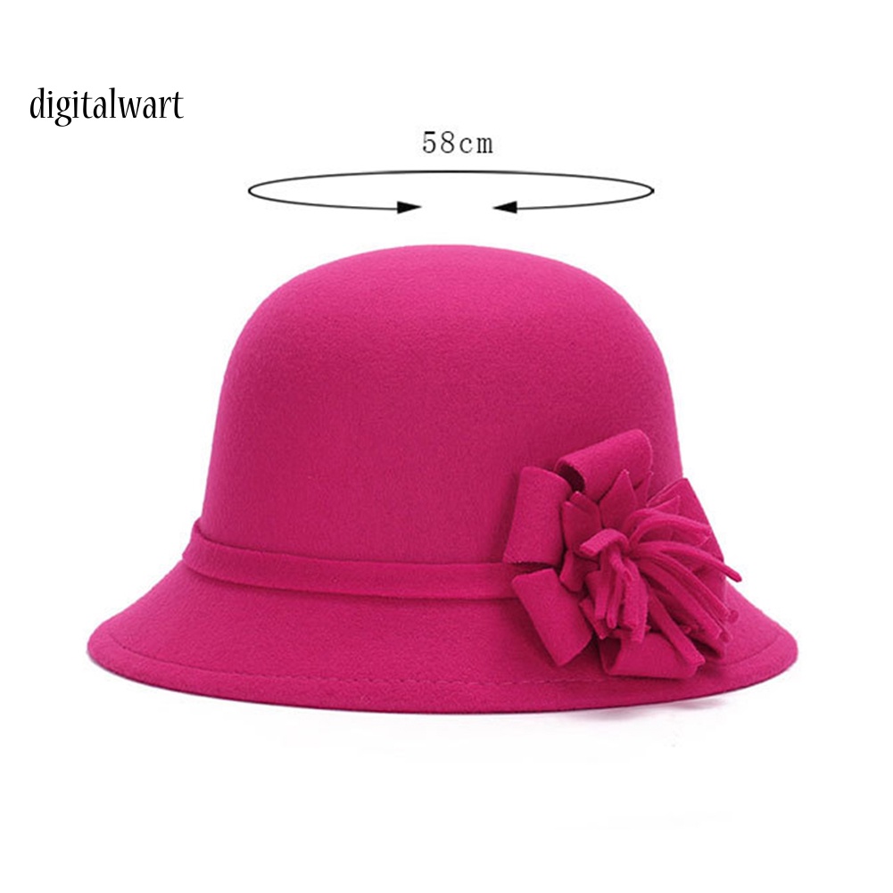 Kỹ Thuật Số| Mũ Bowler Hat Màu Trơn Thêu Hoa Phong Cách Retro Cho Nữ