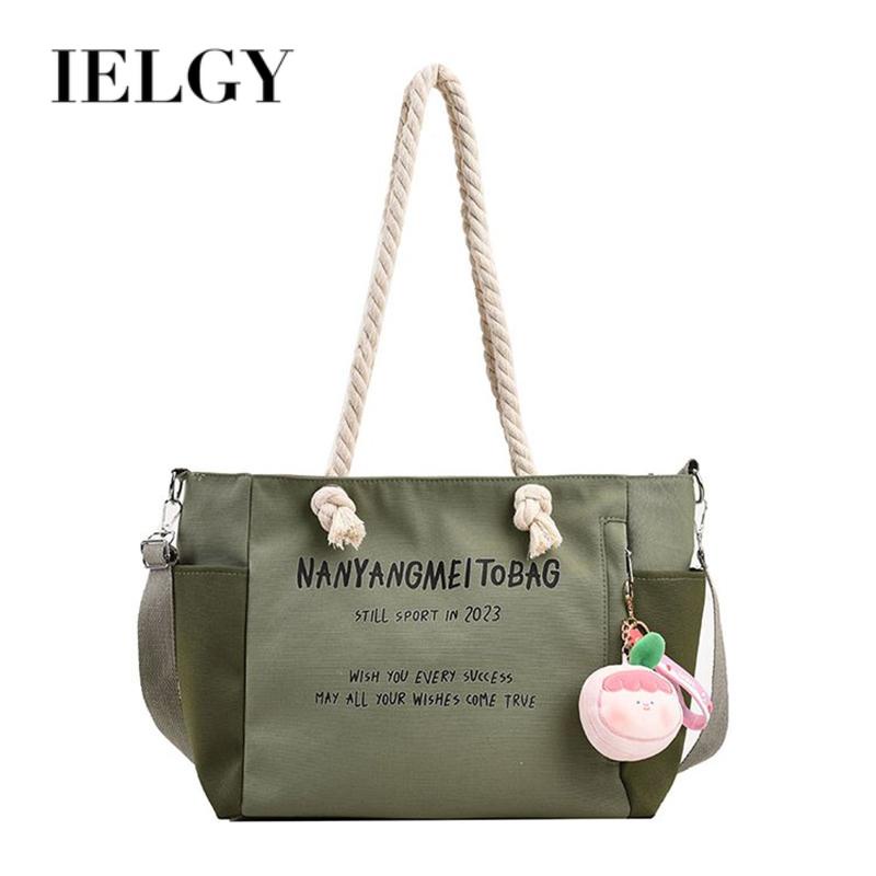 Túi tote Đeo Vai Bằng Vải Bạt cotton In Chữ Có Dây Treo Cho Nữ