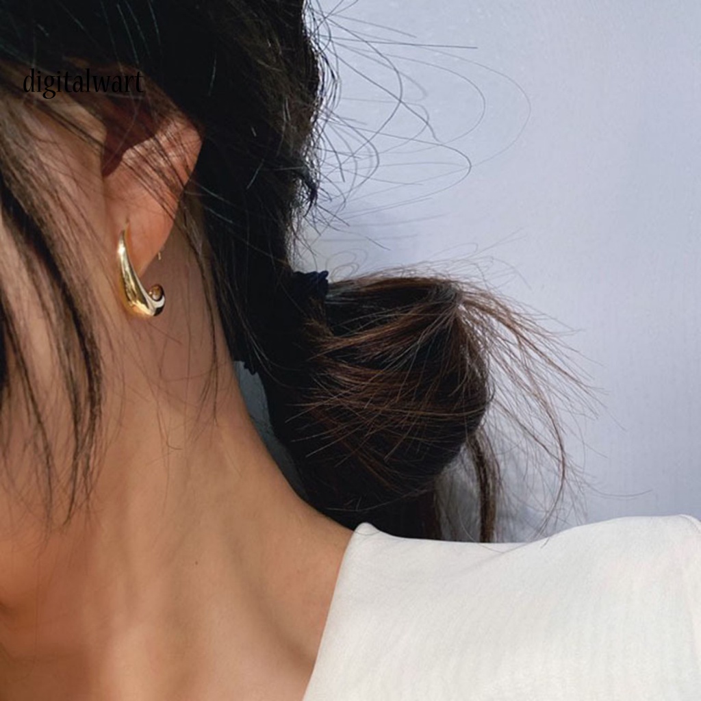 Kỹ Thuật Số| 1 Đôi Bông Tai Hình Giọt Nước Màu Trơn Đơn Giản Dành Cho Nữ