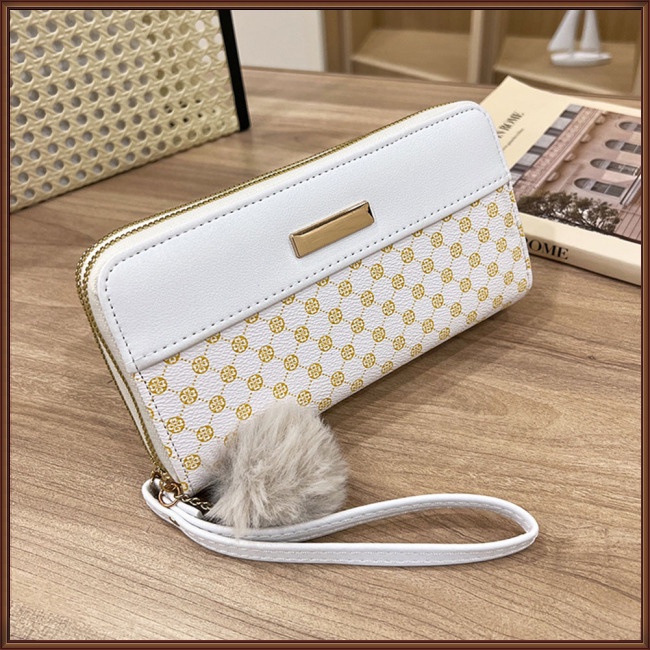 Ví Da Pu Cầm Tay Nhiều Ngăn Đựng Thẻ Phối Màu Tương Phản Thời Trang Cho Nữ