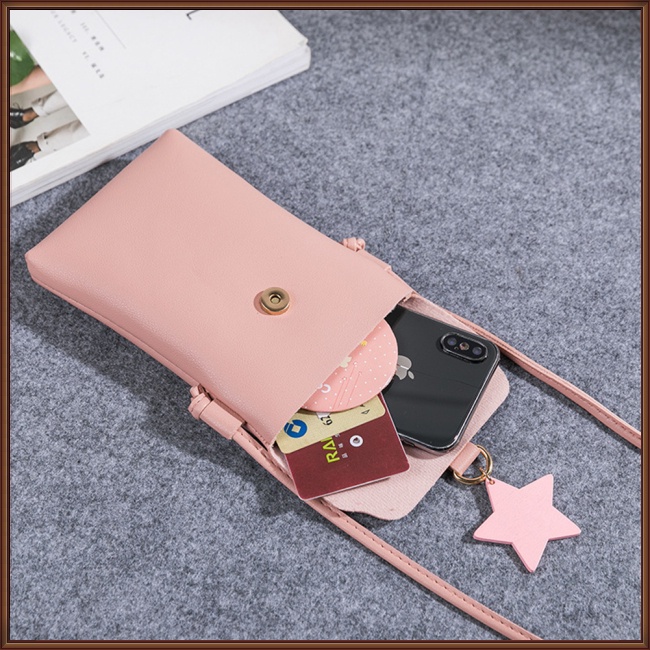 Túi Da Đeo Chéo Hình Vuông Nhỏ Đính Ngôi Sao Thời Trang Cho Nữ