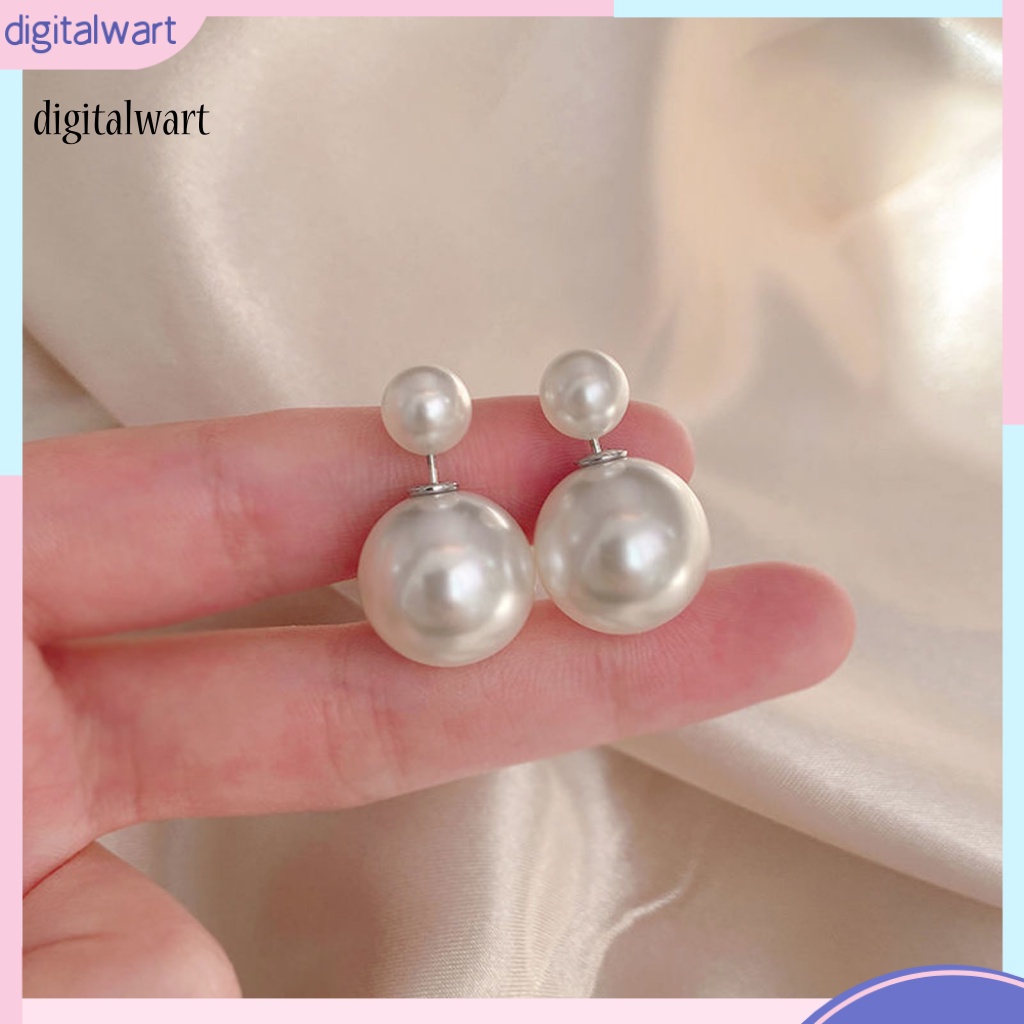 Kỹ Thuật Số| 1 Đôi Bông Tai Ngọc Trai Giả Hai Mặt Thiết Kế Tối Giản Thanh Lịch Dành Cho Nữ