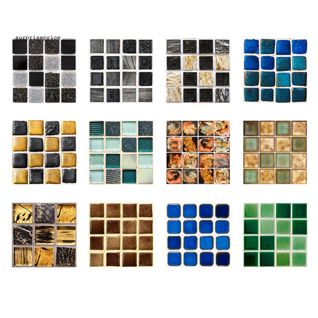 Set 10 Miếng Dán Tường Giả Gạch Bằng PVC Tự Dính Trang Trí Nhà Bếp