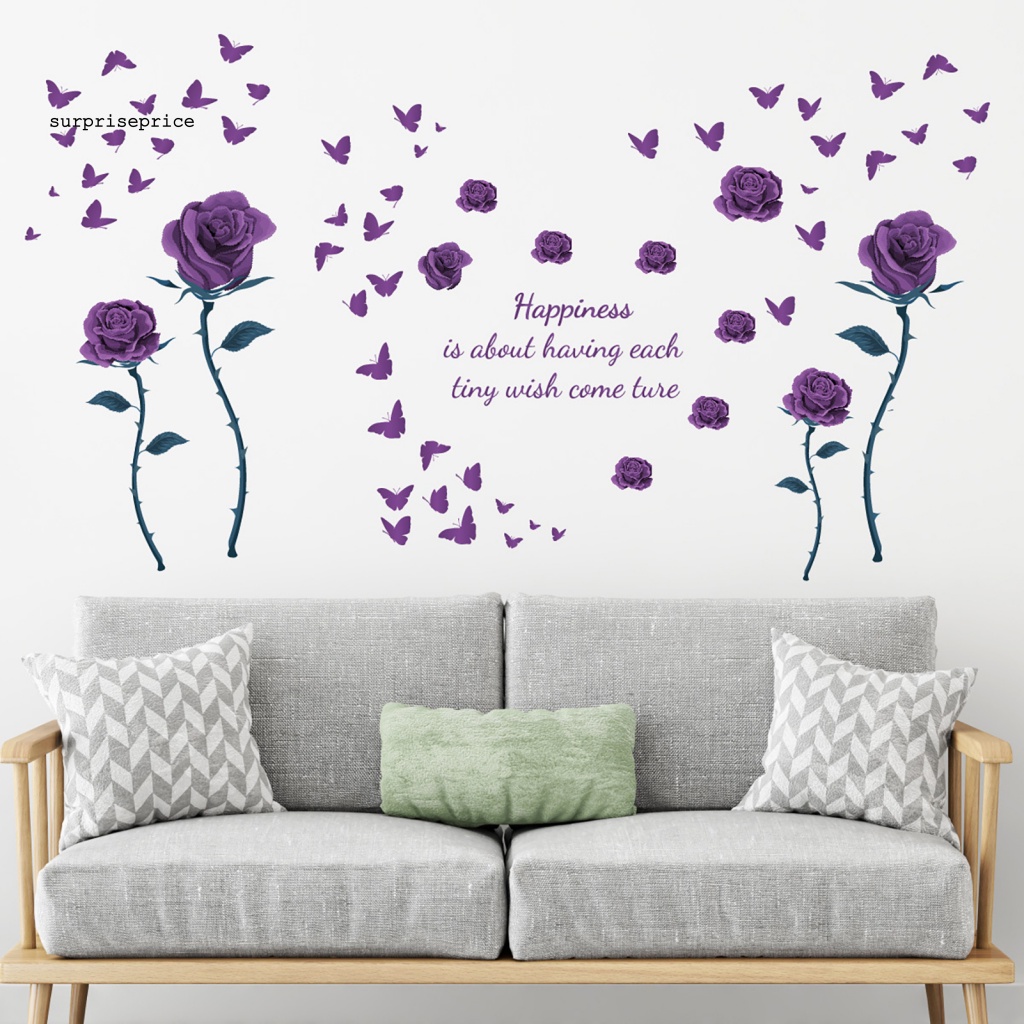 Set 4 Tấm Sticker PVC Dán Tường Họa Tiết Hoa Thanh Lịch Có Thể Tháo Gỡ Trang Trí Nhà Cửa