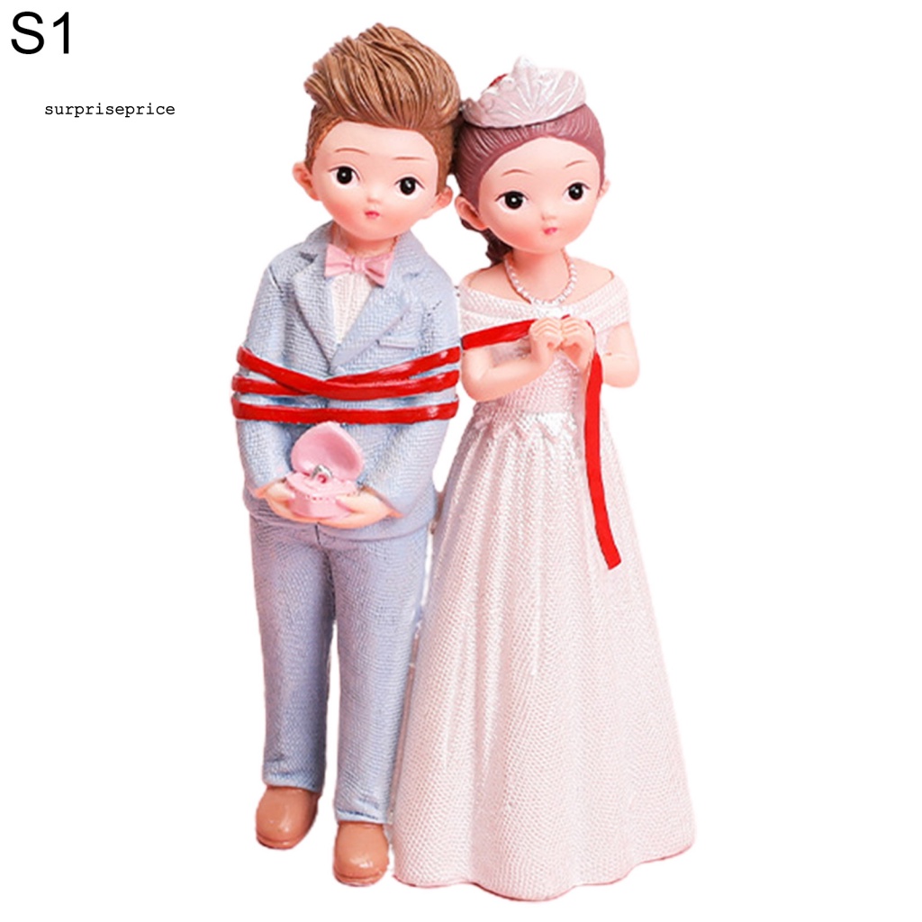 Mô Hình Cô Dâu Chú Rể Biểu Tượng Cảm Xúc Bằng Nhựa Resin Trang Trí Bàn Làm