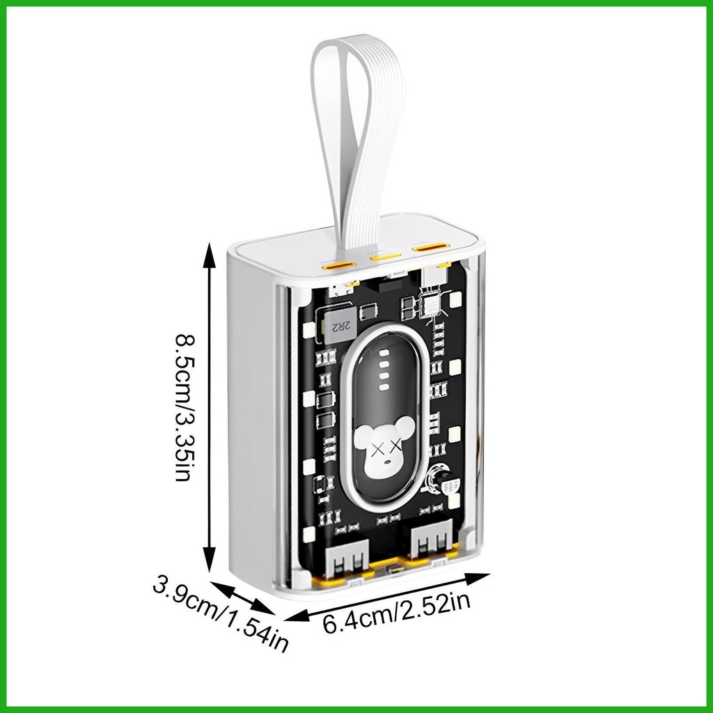Pin Dự PhòNg 20000mAh Trong SuốT VớI Dây CáP Cho IPhone