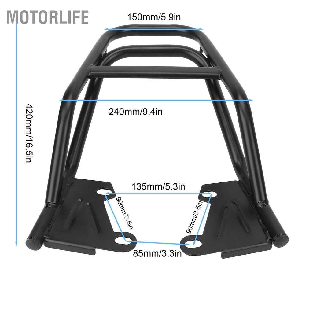 Motorlife Xe Máy Phía Sau Tay Vịn Giá Đỡ Hộp Đựng Đồ Sắt Đen Thay Thế Cho Grom MSX125 M3