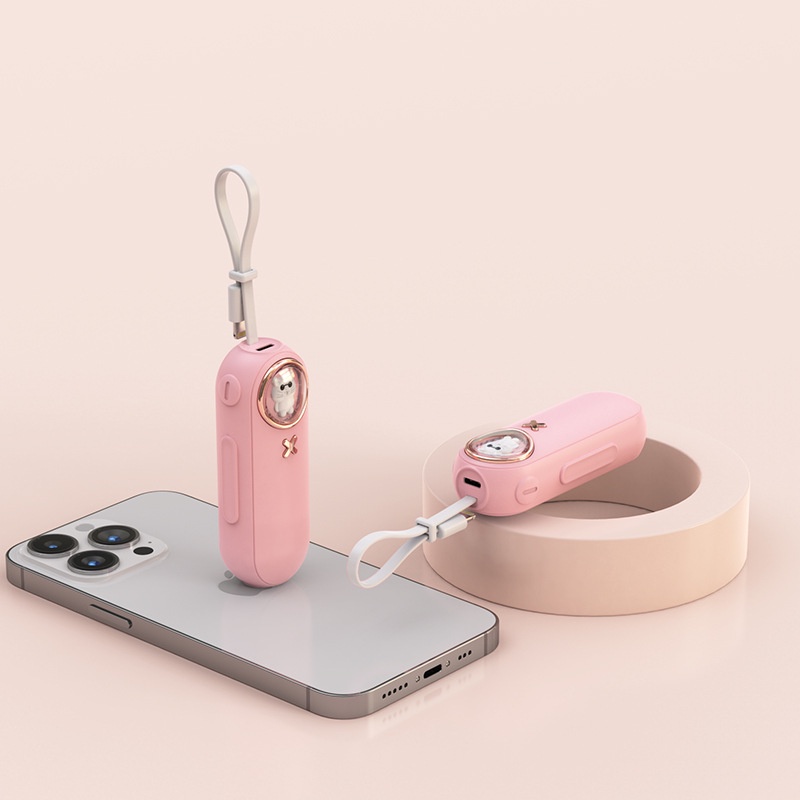 Sạc Dự Phòng 5000mAh Có Dây Cáp Cho IPhone 14 13 Samsung S22 Xiaomi 12S